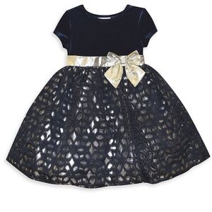 Charming Navy and Silver Kids Formal Dress